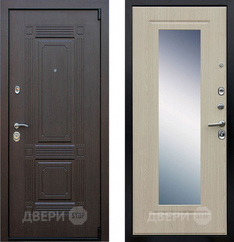 Входная металлическая Дверь Йошкар Викинг с зеркалом Белёный  дуб в Апрелевке