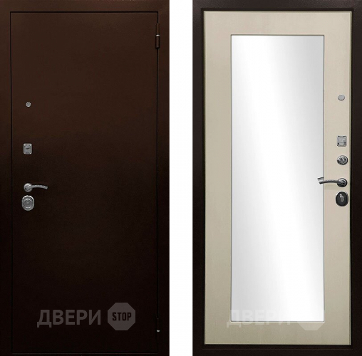 Входная металлическая Дверь Ратибор Оптима 3К зеркало Лиственница беж в Апрелевке