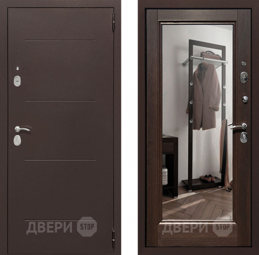 Входная металлическая Дверь Престиж 100 с зеркалом Медь/Венге в Апрелевке
