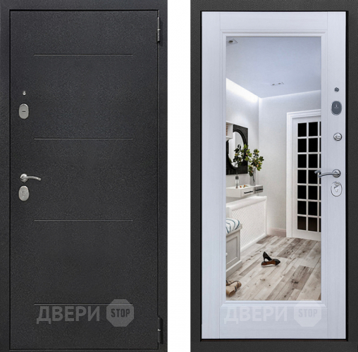Входная металлическая Дверь Престиж 100 с зеркалом Шелк/Лиственница белая в Апрелевке