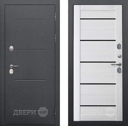 Входная металлическая Дверь Цитадель Isoterma Серебро/Астана милки (черная лакобель) в Апрелевке