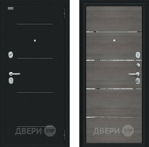 Входная металлическая Дверь Bravo Лайн Букле черное/Grey Veralinga в Апрелевке