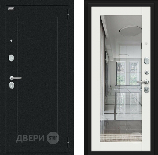 Входная металлическая Дверь Bravo Флэш Букле черное/Off-white в Апрелевке