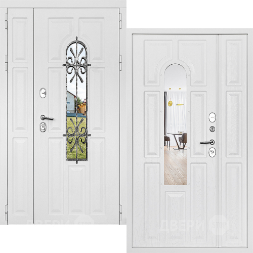 Входная металлическая Дверь Дверной Континент Лион Двустворчатая Белая в Апрелевке
