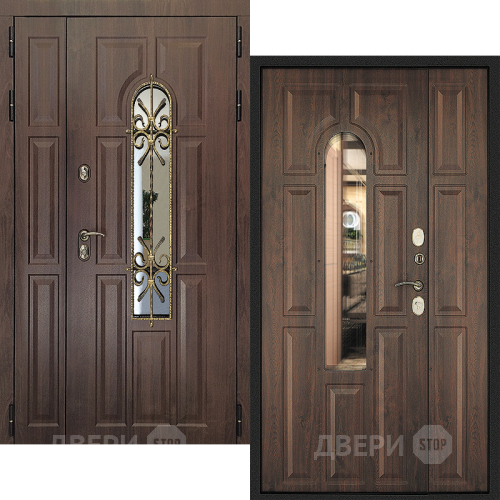 Входная металлическая Дверь Дверной Континент Лион Двустворчатая Темный орех в Апрелевке
