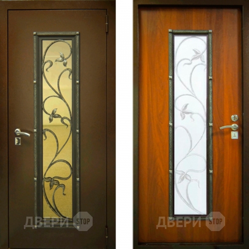 Заводские двери с ковкой и стеклом Лоза в Апрелевке