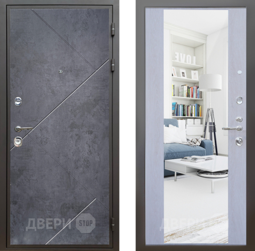 Входная металлическая Дверь Шелтер (SHELTER) Комфорт Бетон урбан индиго 12 с зеркалом Дуб филадельфия крем в Апрелевке