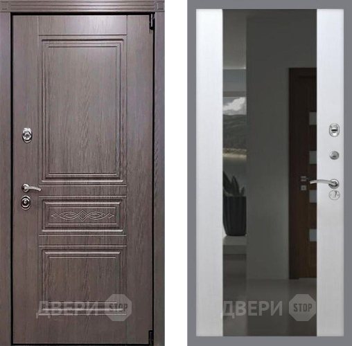 Входная металлическая Дверь Рекс (REX) Пренмиум-S СБ-16 Зеркало Белый ясень в Апрелевке