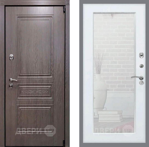 Входная металлическая Дверь Рекс (REX) Пренмиум-S Зеркало Пастораль Белый ясень в Апрелевке