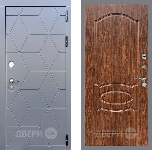 Входная металлическая Дверь Стоп КОСМО ФЛ-128 орех тисненый в Апрелевке