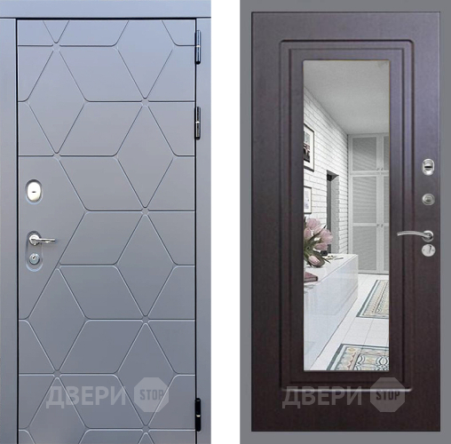 Входная металлическая Дверь Стоп КОСМО Зеркало ФЛ-120 Венге в Апрелевке