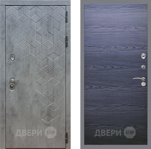 Входная металлическая Дверь Стоп БЕТОН Гладкая Дуб тангенальный черный в Апрелевке