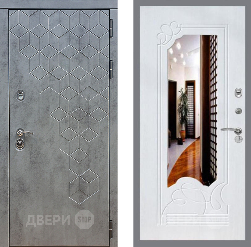 Входная металлическая Дверь Стоп БЕТОН ЗкркалоФЛ-147 Ясень белый в Апрелевке