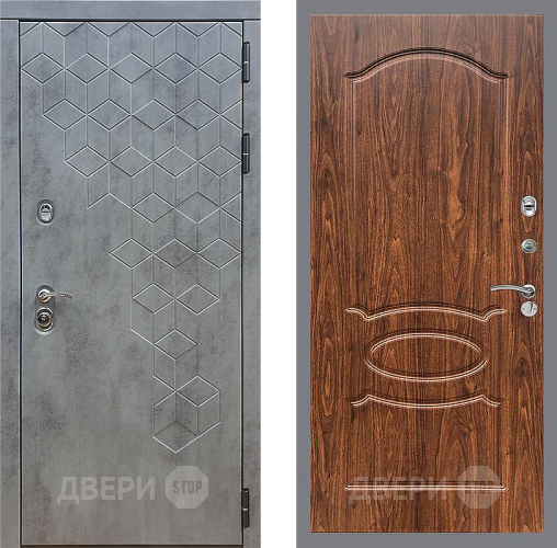 Входная металлическая Дверь Стоп БЕТОН ФЛ-128 орех тисненый в Апрелевке