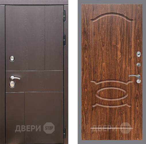 Входная металлическая Дверь Стоп УРБАН ФЛ-128 орех тисненый в Апрелевке