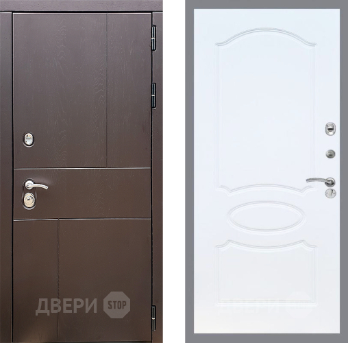 Входная металлическая Дверь Стоп УРБАН ФЛ-128 Белый ясень в Апрелевке