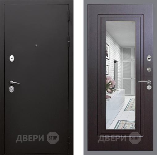 Входная металлическая Дверь Стоп КЛАССИК Шагрень Зеркало ФЛ-120 Венге в Апрелевке