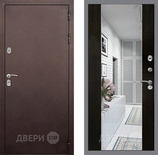 Входная металлическая Дверь Стоп КЛАССИК Медь Зеркало СБ-16 Венге в Апрелевке