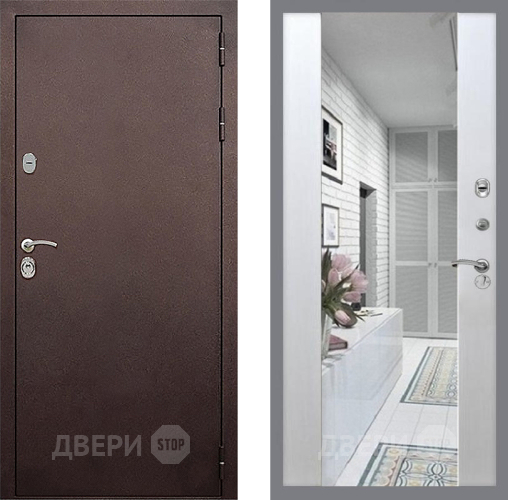 Входная металлическая Дверь Стоп КЛАССИК Медь Зеркало СБ-16 Лиственница беж в Апрелевке