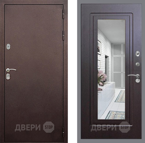Входная металлическая Дверь Стоп КЛАССИК Медь Зеркало ФЛ-120 Венге в Апрелевке