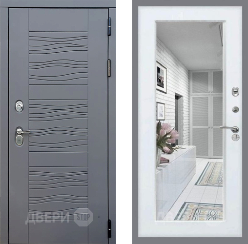 Входная металлическая Дверь Стоп СКАНДИ Зеркало Белый ясень в Апрелевке