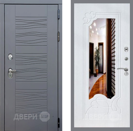 Входная металлическая Дверь Стоп СКАНДИ ЗкркалоФЛ-147 Ясень белый в Апрелевке