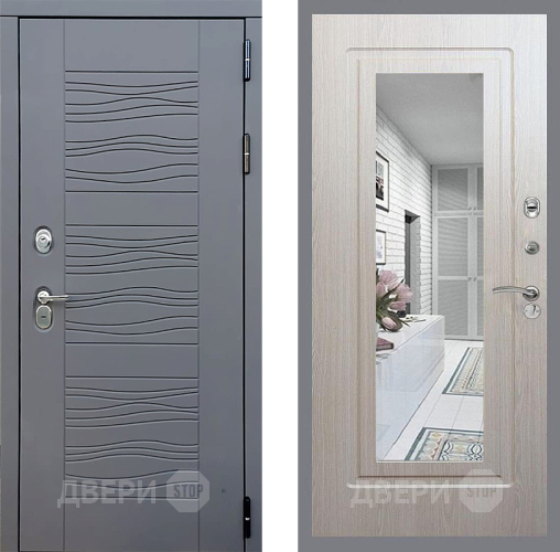 Входная металлическая Дверь Стоп СКАНДИ Зеркало ФЛ-120 Беленый дуб в Апрелевке