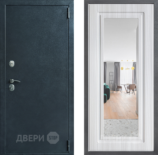 Входная металлическая Дверь Дверной континент ДК-70 Дизайн ФЛЗ Зеркало Сандал белый в Апрелевке