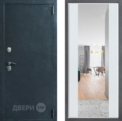 Дверь Дверной континент ДК-70 Дизайн ФЛЗ-1 Зеркало Белое дерево в Апрелевке