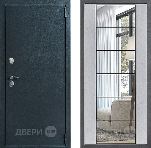 Входная металлическая Дверь Дверной континент ДК-70 Дизайн ФЛЗ-2 Зеркало Бетон светлый в Апрелевке