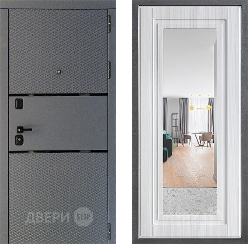 Входная металлическая Дверь Дверной континент Диамант Дизайн ФЛЗ Зеркало Сандал белый в Апрелевке