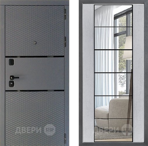 Входная металлическая Дверь Дверной континент Диамант Дизайн ФЛЗ-2 Зеркало Бетон светлый в Апрелевке
