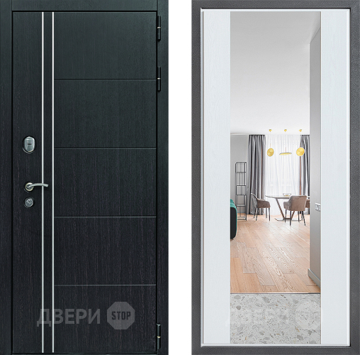Входная металлическая Дверь Дверной континент Теплолюкс Дизайн ФЛЗ-1 Зеркало Белое дерево в Апрелевке