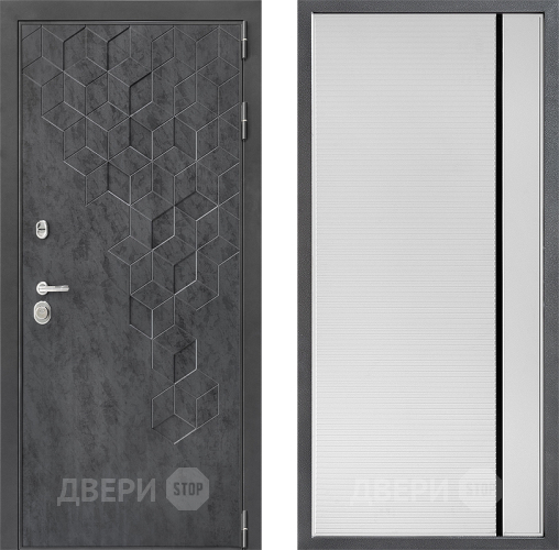 Входная металлическая Дверь Дверной континент ДК-3/713 ФЛ-757 Черное Стекло Софт милк в Апрелевке