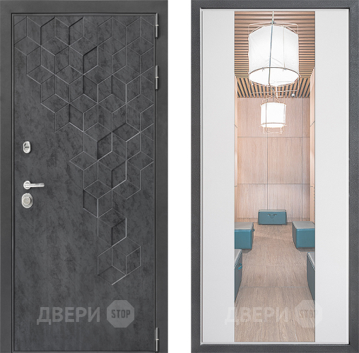 Входная металлическая Дверь Дверной континент ДК-3/713 ФЛЗ-1 Зеркало Белый софт в Апрелевке
