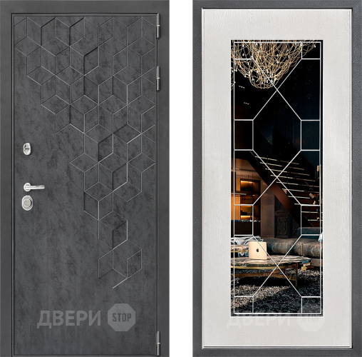 Входная металлическая Дверь Дверной континент ДК-3/713 ФЛ-Тиффани Зеркало Белое дерево в Апрелевке