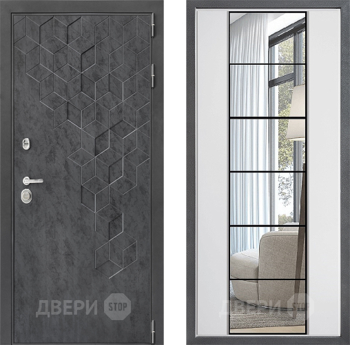Входная металлическая Дверь Дверной континент ДК-3/713 ФЛЗ-2 Зеркало Белый софт в Апрелевке