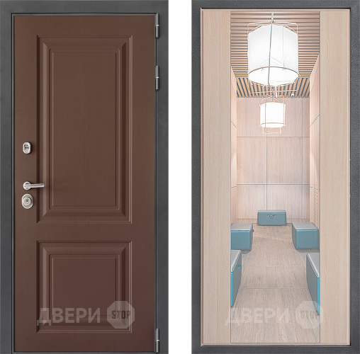 Входная металлическая Дверь Дверной континент ДК-3/729 ФЛЗ-1 Зеркало Капучино в Апрелевке