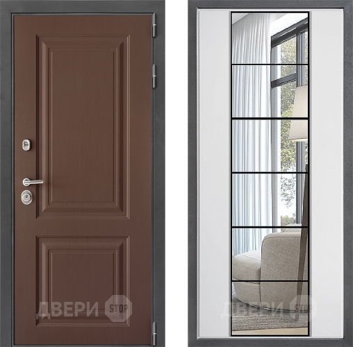 Входная металлическая Дверь Дверной континент ДК-3/729 ФЛЗ-2 Зеркало Белый софт в Апрелевке