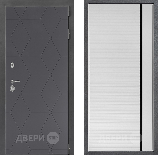 Входная металлическая Дверь Дверной континент ДК-3/744 ФЛ-757 Черное Стекло Софт милк в Апрелевке