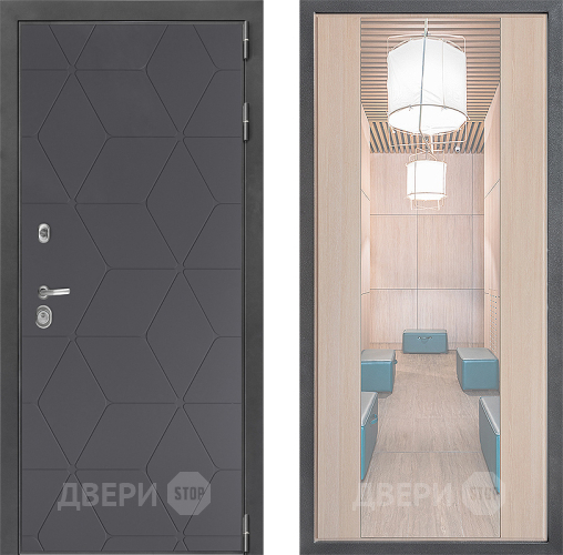 Входная металлическая Дверь Дверной континент ДК-3/744 ФЛЗ-1 Зеркало Капучино в Апрелевке