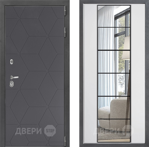 Входная металлическая Дверь Дверной континент ДК-3/744 ФЛЗ-2 Зеркало Белый софт в Апрелевке