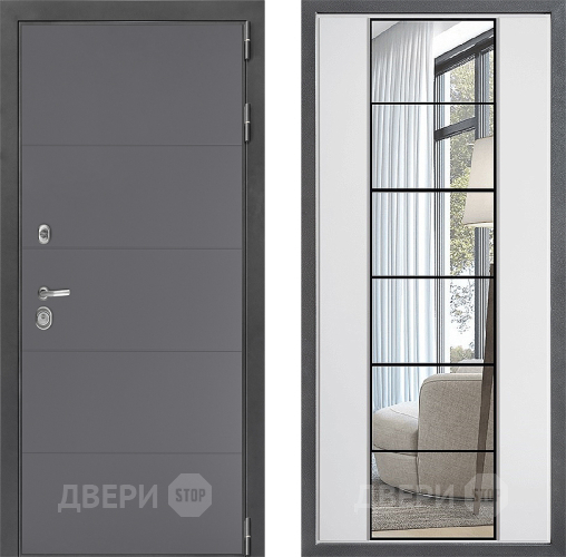 Входная металлическая Дверь Дверной континент ДК-3/649 ФЛЗ-2 Зеркало Белый софт в Апрелевке