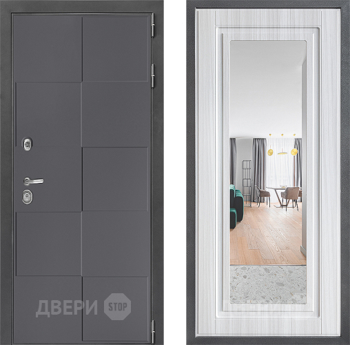 Входная металлическая Дверь Дверной континент ДК-3/606 ФЛЗ Зеркало Сандал белый в Апрелевке