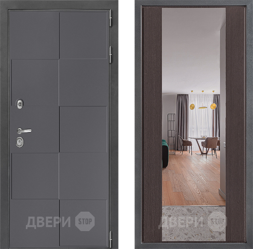 Входная металлическая Дверь Дверной континент ДК-3/606 ФЛЗ-1 Зеркало Венге в Апрелевке