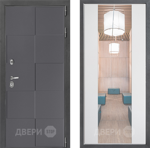 Входная металлическая Дверь Дверной континент ДК-3/606 ФЛЗ-1 Зеркало Белый софт в Апрелевке