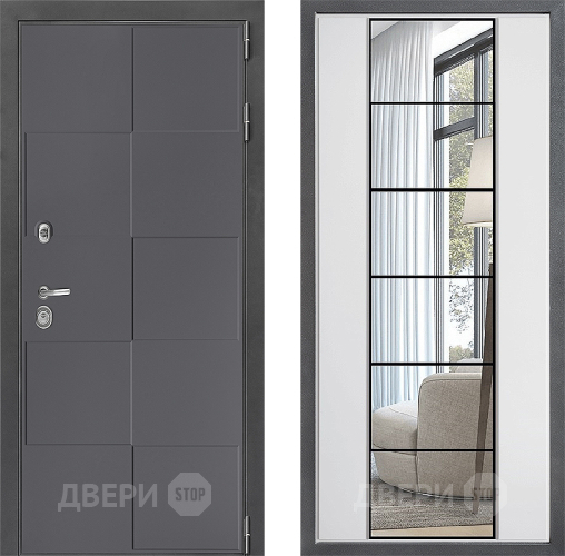 Входная металлическая Дверь Дверной континент ДК-3/606 ФЛЗ-2 Зеркало Белый софт в Апрелевке