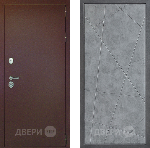 Входная металлическая Дверь Дверной континент Рубикон Медь Дизайн ФЛ-655 Бетон серый в Апрелевке