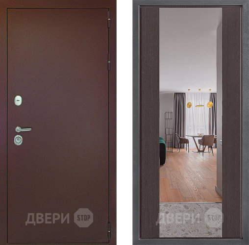 Дверь Дверной континент Рубикон Медь Дизайн ФЛЗ-1 Зеркало Венге в Апрелевке
