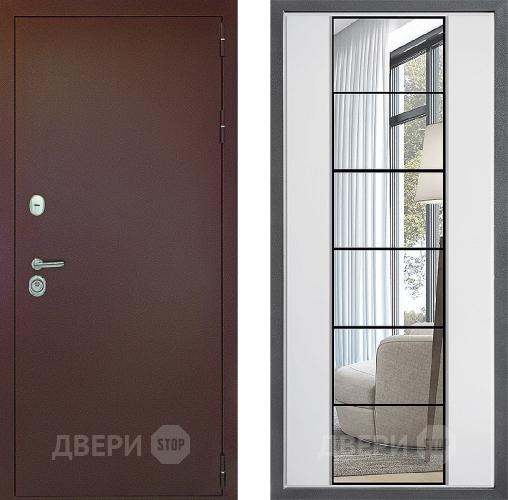Входная металлическая Дверь Дверной континент Рубикон Медь Дизайн ФЛЗ-2 Зеркало Белый софт в Апрелевке